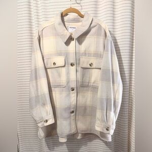 Old Navy 3X Grey Plaid Soft-Brushed Utility Shacket for Women